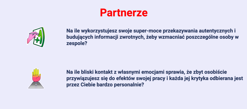 Pytania do Partnera o przekazywanie wspierającego feedbacku i reakcje emocjonalne